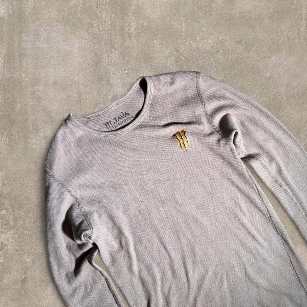 Monster Energy Java Monster Thermal Long Sleeve Size M Gray Gold Logo